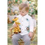 2 PARÇALI SAFARİ DESENLİ MÜSLİ GÖMLEK VE PANTOLON ERKEK ÇOCUK TAKIM - 9 - 12 Ay - Beyaz