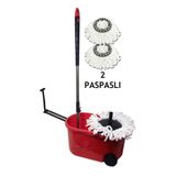 2 Paspaslı Dönerli Mop Çekçekli Tekerlekli Büyük Kova Otomatik Mikrofiber Temizlik Yeni Nesil Paspas