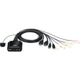 2 Port USB 4K KVM (Keyboard/Video Monitor/Mouse) Switch, Masaüstü Tip, KVM bağlantı kablosu ürüne gö