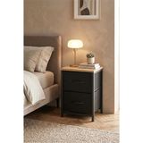 2 Raflı Metal Komodin Yan Sehpa Çok Amaçlı Dolap Organizer Mdf Tabanlı Kumaş Çekmece - Çok Renkli