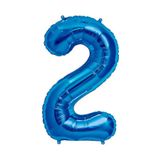 2 Rakam Mavi Folyo Balon 34 İnç 76-82 Cm