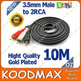 2 Rca - 3 5Mm Stereo Ses Kablosu 10 Metre Gold