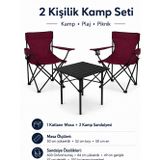 2 Sandalyeli Katlanır Kamp Seti 52 cm Masa ve Sandalye