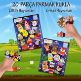 2 Set - 20 Parça Tox Orman ve Çiftlik Hayvanlar Parmak Kukla T218 T220