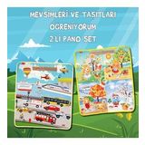 2 Set - 36 Parça Mevsimler Ve Taşıtları Öğreniyorum Keçe Cırtlı Duvar Panoları , Eğitici Oyuncak