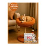 2 Si 1 Arada|kedi Tırmalama Tahtalı|kedi Yuvarlak Yataklı|40 Cm Yatak 55 Cm Uzunluk
