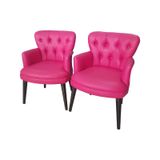 2 Tekli Pembe Deri Ofis Koltugu Bekleme Koltugu Calisma Masa Sandalyesi Berjer