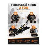 2 Ton Tekerlekli Hidrolik Kriko – Çelik Gövdeli Araç Kaldırma Krikosu 125-300 Mm