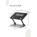 2 Tüm Modellerle Uyumlu Metal Kolay Ayarlanır Katlanabilir Siyah Laptop Standı Yükseltici Laptop Sehpası