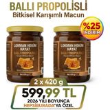2 x 420 gr Ballı Propolisli Karışık Bitkisel Macun – Arı Sütü, Ekinezya & Harnup Pekmezli Doğal Destek Lokman Hekim Hayat - 840 gr
