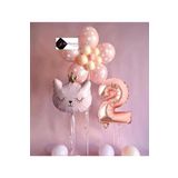 2 Yaş Çiçek Kedi Balon Demeti Doğum Günü Süsü Doğum Günü Parti Seti, 10111025210
