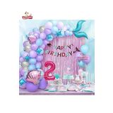 2 Yaş Deniz Kızı Banner Balon Mavi Mor Balonlar Folyo Saçak Perde Seti Doğum Günü Parti Süsü, 56151465168516