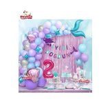 2 Yaş Deniz Kızı Banner Balon Mavi Mor Balonlar Folyo Saçak Perde Seti Doğum Günü Parti Süsü, 787874441112201