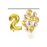 2 YAŞ GOLD KONFETİLİ ŞEFFAF BALON SETİ
