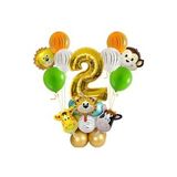 2 Yaş Jungle Safari Hayvan Balonlar Set Krom Metalik Lateks Balon