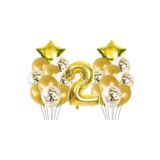 2 YAŞ KONFETİLİ BALON DOĞUM GÜNÜ SETİ GOLD