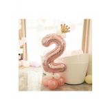 2 Yaş Rose Rakam Ve Kral Tacı Folyo Balon Doğum Günü