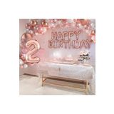 2 Yaş Rosegold Doğum Günü Dekorasyon Parti Seti Süsü, 122144852013