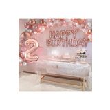 2 Yaş Rosegold Doğum Günü Dekorasyon Parti Seti Süsü, 122144852019