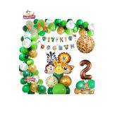 2 Yaş Safari Partisi Malzemeleri Temalı Folyo Lüks Zincir Balon Seti Doğum Günü Parti Seti Süsü