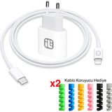 2 Yıl Garantili Iphone Tüm Serilerle Uyumlu 20w Hızlı Şarj Aleti Adaptör Ve 1M Şarj Kablosu Kablo 6 7 8 X 11 12 13 14 15 - Set