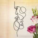 2 Yüz Minimalist Duvar Sanatı, Love Line Duvar Sanatı, 2 Yüzlü Metal Duvar Sanatı, Geometrik Sanat, Sevgili Hediye Fikri, Ev Oturma Odası Dekorasyonu (14" G x 39" Y / 35x100cm)