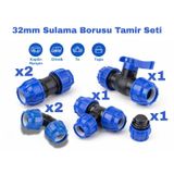 20-25-32mm Pe Sulama Borusu Tamir Seti Kaplin, Dirsek, Te, Tapa, Vana 32 MM