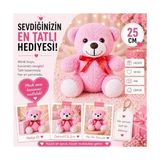 20-25 cm Papyonlu Pelüş, 20 Cm, Yumuşak, Sevgiliye Hediye,ayı,peluş Ayıcık,plush Toys,oturan Ayı,ofis Hediyesi,renkli Ayıcık (Pembe) - Ahşap