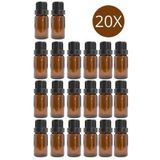 20 Adet 10cc Amber Renk Cam Şişe, Uçucu Yağ Şişesi İçten Damlalıklı 10ML