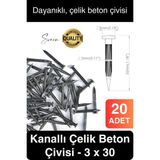 20 Adet 3X30 Kanallı Çelik Beton Çivisi 3 cm Duvar Saat Ayna Resim Tablo Asmak Ahşap Metal Sivri - 0 - Siyah - Diğer