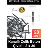 20 Adet 3x30 Kanallı Çelik Beton Çivisi 3 cm Duvar Saat Ayna Resim Tablo Asmak Ahşap Metal Sivri