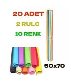 20 Adet 50x70 Cm Fon Kartonu 10 Renk(2 Rulo) Fon Kartonu