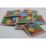 20 Adet 7 Parça Eğitici Renkli 10X10 Cm Ahşap Orta Boy Tangram Akıl Zeka Mantık Ve Strateji Oyunu