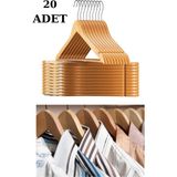20 Adet Ahşap Ceket ve Gömlek Askısı Seti, Şık ve Dayanıklı Tasarım - Seçenek 1 - Ahşap - Bej