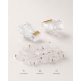 20 Adet Ez RJ45 Cat5 Cat6 Uyumlu Delikli Geçmeli Şeffaf Konnektör Yeni Nesil Ethernet Kablo Jakı Kolay Montaj