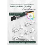 20 Adet Kablo Düzenleyici Klips Duvar Fayans Cam Kablo Tutucu Yapışkanlı Klips Kablo Sabitleme