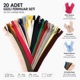 20 Adet Karışık Renklerde Fermuarlar Gizli Fermuar