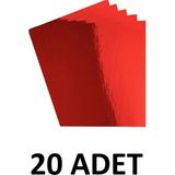 20 Adet Kırmızı Aynalı Fon Kartonu 50X70 cm Metalik Fon Kartonu