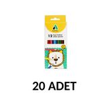 20 Adet Kuru Boya Kalemi 12 Renk Tam Boy