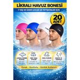 20 Adet Liggo Likralı Yüzücü Bez Bone Toptan Havuz Bonesi Deniz Bonesi Karışık Renk - Standart - Lacivert