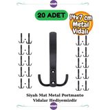 20 Adet Noktalı Portmanto Askı Vestiyer Duvar Dolap Elbise Askısı Siyah Mat Metal Mobilya Kapı Askılık