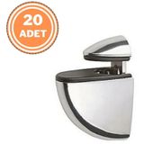 20 Adet Pelikan Cam Raf Tutucu Etejer Parlak Krom Metal Kırılmaz