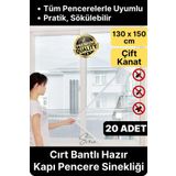 20 Adet Pratik Cam Pencere Kapı Uyumlu Çift Kanat Yırtılmaz Dayanıklı Kendinden Yapışkanlı Sineklik