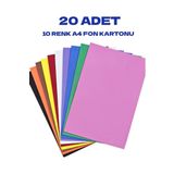 20 Adet Renkli Fon Kartonu 25X35 cm 10 Karışık Renk