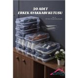 20 Adet Şeffaf Erkek Ayakkabı Kutusu Düzenleyici Organizer 20 Li Set