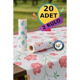 20 Adet Tek Kullanımlık Sıvı Geçirmez Masa Örtüsü 100X120 cm (2 Rulo) - Açık Beyaz - Gri - Seçenek 1