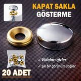 20 Adet Vida Kapatıcı Kapağı 15 Mm Metal Vida Tapası Tıpası Dekoratif Vida Gizleyici Krom