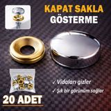 20 Adet Vida Kapatıcı Kapağı 20 Mm Metal Vida Tapası Tıpası Dekoratif Vida Gizleyici Krom Krom