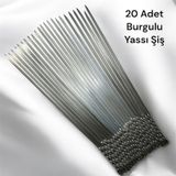 20 Adet Yassı Mangal Şişi,domates Sebze Patlıcan Tavuk Kanat Şişi