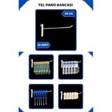 20 Cm - 25 Adet Beyaz Tel Pano Kancası Raf Askısı Beyaz